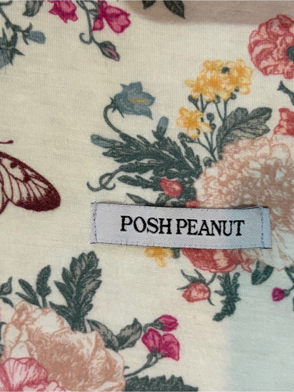 Posh Peanut Floral Cotton Throw in Cream, Pink, Yellow and Green